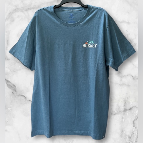 NWT Hurley Graphic Tee Double Palms Hypnotic Blue Gray Size XL - Picture 3 of 12